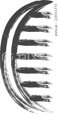 筆書き日用品家電関連の単品アイコン くし 筆書き日用品家電関連の単品アイコン くし 129331773