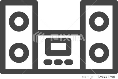 線画日用品家電関連の単品アイコン　ステレオ 129331796