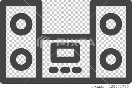 線画日用品家電関連の単品アイコン　ステレオ 129331796