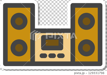ステッカー日用品家電関連の単品アイコン　ステレオ 129331798