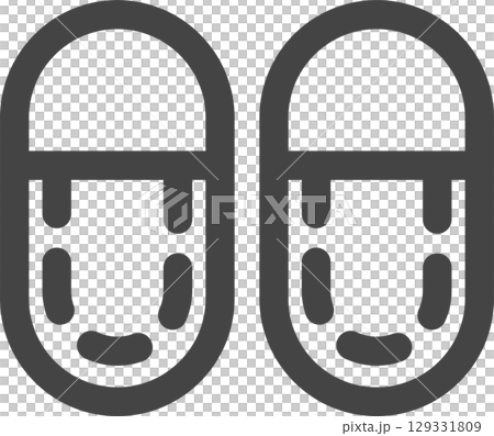 線画日用品家電関連の単品アイコン　スリッパ 129331809