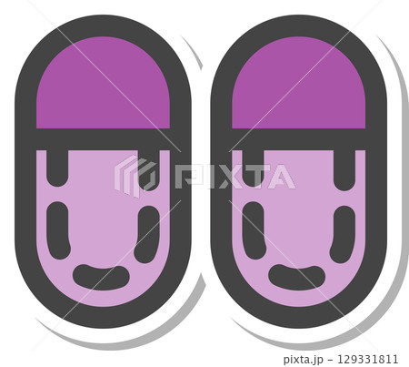 ステッカー日用品家電関連の単品アイコン スリッパ ステッカー日用品家電関連の単品アイコン スリッパ 129331811