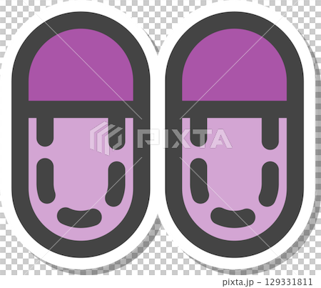 ステッカー日用品家電関連の単品アイコン スリッパ ステッカー日用品家電関連の単品アイコン スリッパ 129331811