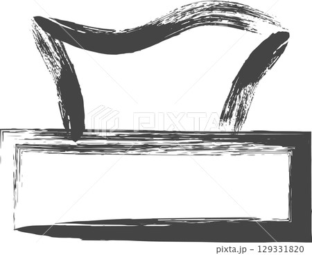 筆書き日用品家電関連の単品アイコン　ティッシュ箱 129331820