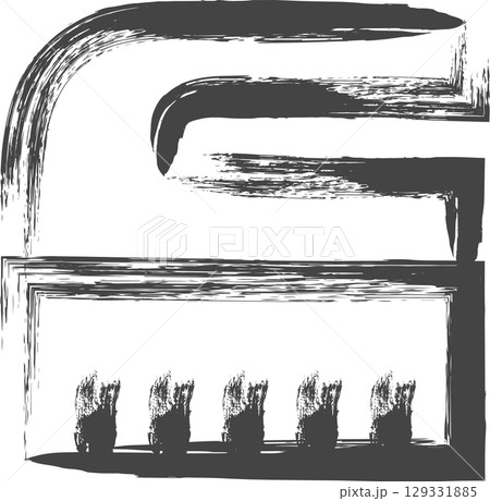 筆書き日用品家電関連の単品アイコン　ブラシ 129331885