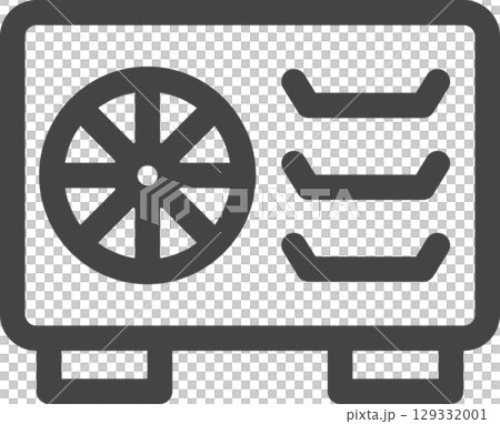 線描家電相關單一圖示：室外機 129332001