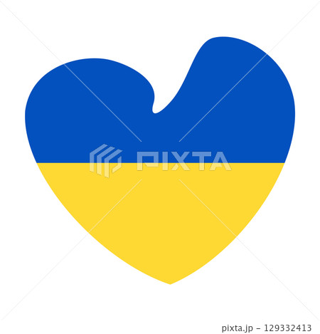 Ukraine flag, shape of heart. Ukrainian sticker, symbol, icon, button. Ukraine flag, shape of heart. Ukrainian sticker, symbol, icon, button. 129332413
