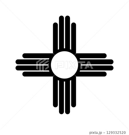 Zia symbol isolated on a white background. Ancient native Americans silhouette sign icon. New Mexico state logo mockup.  129332520
