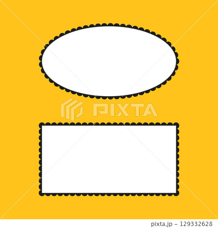 Scalloped trendy frames. Rectangle, ellipse minimalist shapes backgrounds. Labels, stickers, stamps, crackers, coupons, forms. Flower silhouette lace backdrop. Scalloped trendy frames. Rectangle, ellipse minimalist shapes backgrounds. Labels, stickers, stamps, crackers, coupons, forms. Flower silhouette lace backdrop. 129332628
