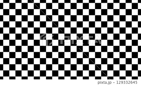 Black and white minimalist checkered pattern. Checkerboard trendy seamless pattern. Chess board background. Checkered backdrop. Psychedelic background with squares. Race flag repeatable simple texture 129332645