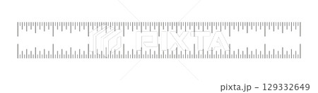 8 inches measuring tool mockup. Scale for ruler in inches. Length measurement math, distance, height. Inches measuring scale template. Sewing tool outline icon.  129332649