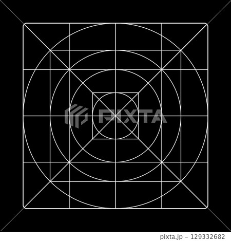 Guide, sizing for application logo design. App icon size minimalist template. Blank, white grid for web or mobile system app. Icon grid on black background. Guide, sizing for application logo design. App icon size minimalist template. Blank, white grid for web or mobile system app. Icon grid on black background. 129332682
