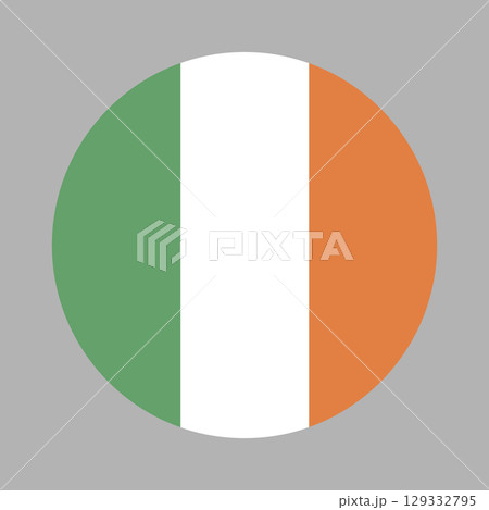 Flag of Ireland. Flag circle icon. Standard colors. Round Irish flag. Flag of Ireland. Flag circle icon. Standard colors. Round Irish flag. 129332795