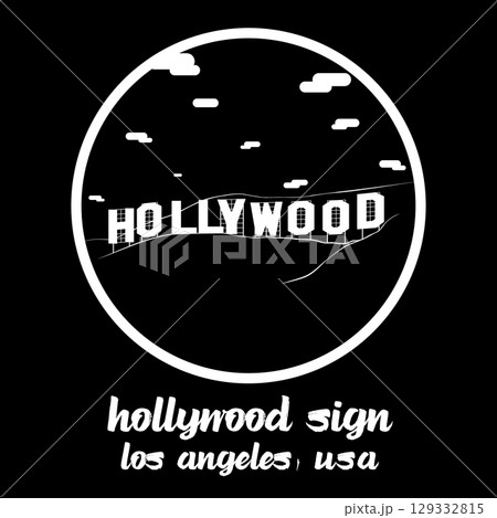 Circle Icon Hollywood Sign. vector illustration 129332815