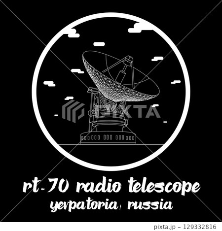 Circle Icon RT-70 Radio Telescope. vector illustration Circle Icon RT-70 Radio Telescope. vector illustration 129332816