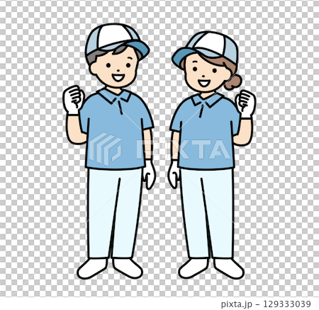 搬家公司送貨人員承包商男女全身插畫素材 129333039