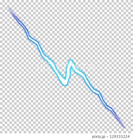 具有急彎的藍色閃電效果(透明背景) 具有急彎的藍色閃電效果(透明背景) 129333224