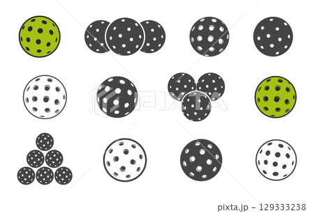 Pickleball Ball Silhouette, Pickleball Ball Svg, Pickle Ball Svg, Pickleball Ball Vector Illustration, Pickleball Ball Clipart, Pickleball Ball Logo. 129333238