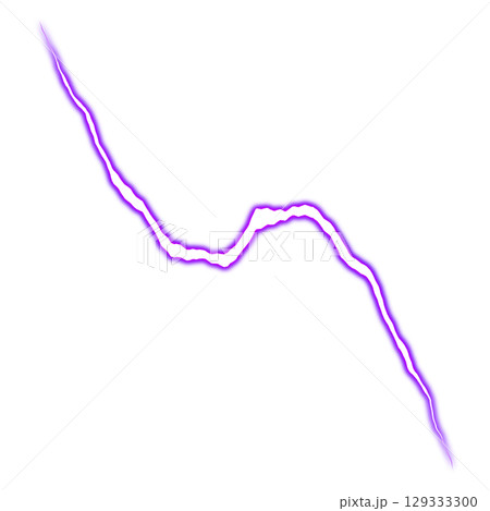 大きく曲がった紫色の稲妻エフェクト(透明背景) 大きく曲がった紫色の稲妻エフェクト(透明背景) 129333300