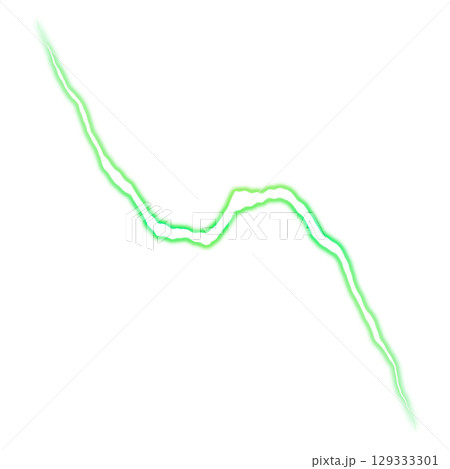 大きく曲がった緑色の稲妻エフェクト(透明背景) 大きく曲がった緑色の稲妻エフェクト(透明背景) 129333301