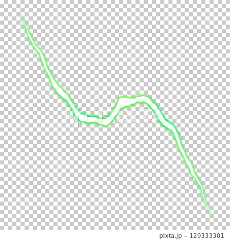 大きく曲がった緑色の稲妻エフェクト(透明背景) 大きく曲がった緑色の稲妻エフェクト(透明背景) 129333301