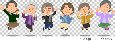 老年婦女排成隊 129333605