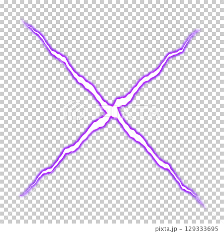 交叉紫色閃電效果(透明背景) 交叉紫色閃電效果(透明背景) 129333695