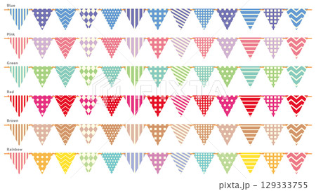 かわいいガーランドフラッグのシームレスパターン 129333755