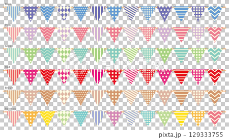 かわいいガーランドフラッグのシームレスパターン 129333755