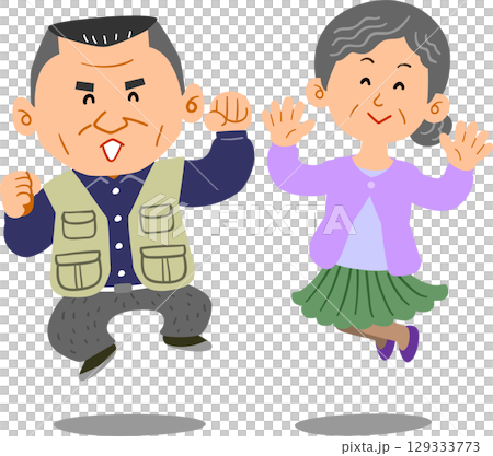 跳躍的資深夫婦 129333773