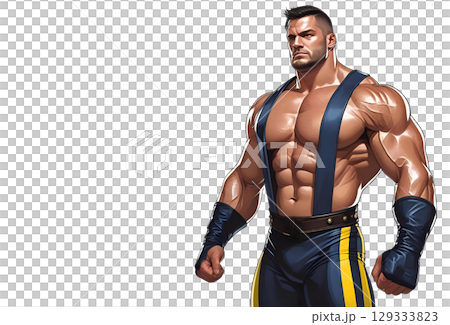 Illustration of a muscular wrestler 129333823
