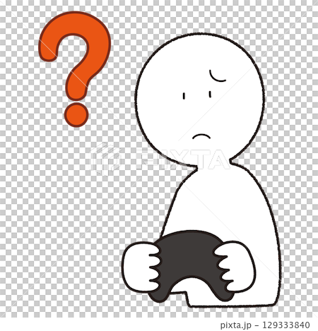 一個人在玩遊戲並漂浮問號的插圖 129333840