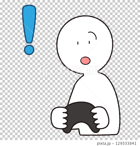 ゲームを遊んでビックリマークを浮かべる人のイラスト ゲームを遊んでビックリマークを浮かべる人のイラスト 129333841