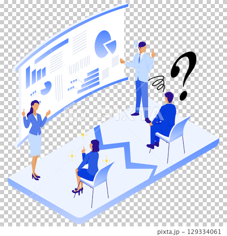 説明が伝わる人・伝わらない人のギャップを描いたビジネスシーンのイラスト(アイソメ) 説明が伝わる人・伝わらない人のギャップを描いたビジネスシーンのイラスト(アイソメ) 129334061