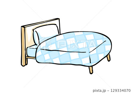 快眠の可愛いカラーイラスト　ベッド 129334070