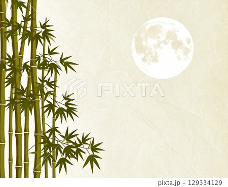 日本の文化・竹林と月の和紙のテクスチャ 日本の文化・竹林と月の和紙のテクスチャ 129334129