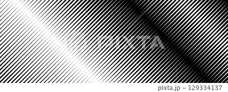 Halftone diagonal line gradient texture. Black oblique striped gradation background. Repeated slanted strokes pattern backdrop. Vibrating parallel linear wallpaper. Abstract tilt moire overlay. Vector 129334137