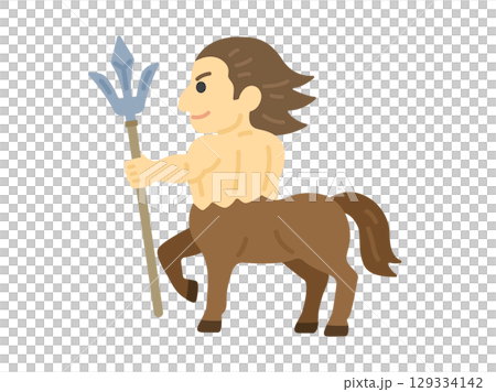 槍を持った、ンタウロスのキャラクターのイラスト 槍を持った、ンタウロスのキャラクターのイラスト 129334142