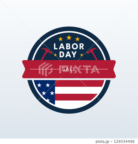 labor day american badge with patriotic theme 129334498