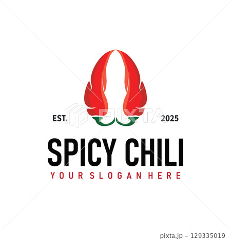 chili logo design illustration template garden plant results as food ingredients hot chili 129335019