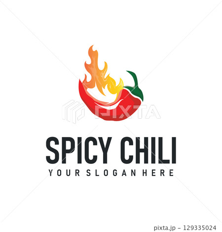 chili logo design illustration template garden plant results as food ingredients hot chili 129335024
