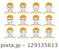 いろいろな表情の男性イラストセット 129335613