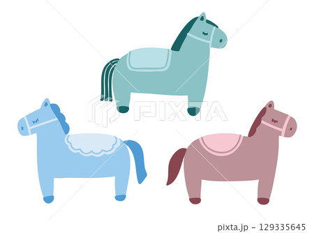 北欧風のかわいい馬のイラストセット 129335645
