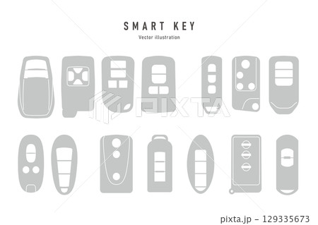 スマートキーのシルエット、ベクターイラスト 129335673