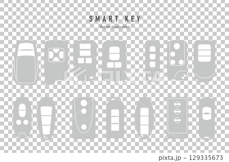 スマートキーのシルエット、ベクターイラスト 129335673