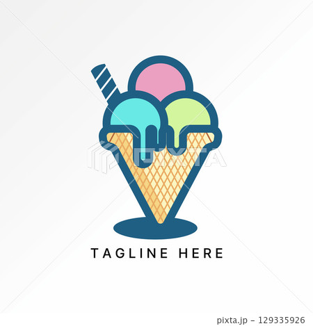 Logo design graphic concept creative premium vector stock image sell ice cream frozen delicious sweet ball candy topping tasty colorful flavor gelato Logo design graphic concept creative premium vector stock image sell ice cream frozen delicious sweet ball candy topping tasty colorful flavor gelato 129335926