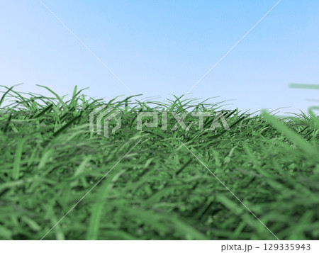 青い空と草原の風景 青い空と草原の風景 129335943