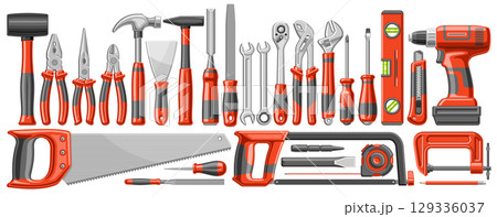 Vector set of DIY Tools Vector set of DIY Tools 129336037