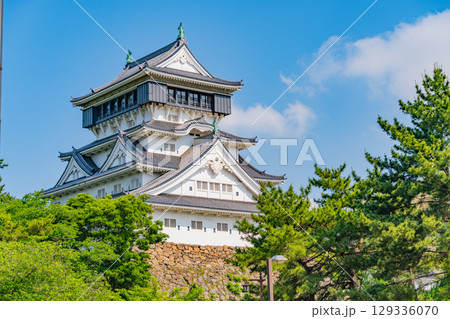【福岡県北九州市】晴天下の小倉城 129336070