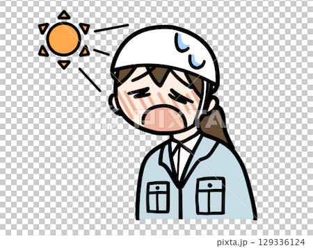Female worker hot in the sunlight 129336124